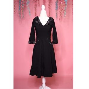 Retro Black 3/4 Sleeve Dress